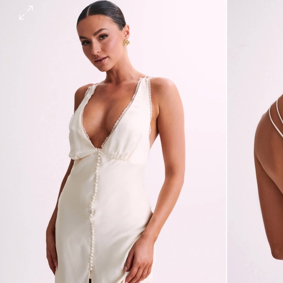 Satin Mini Dress With Lace - Picture 4 of 4